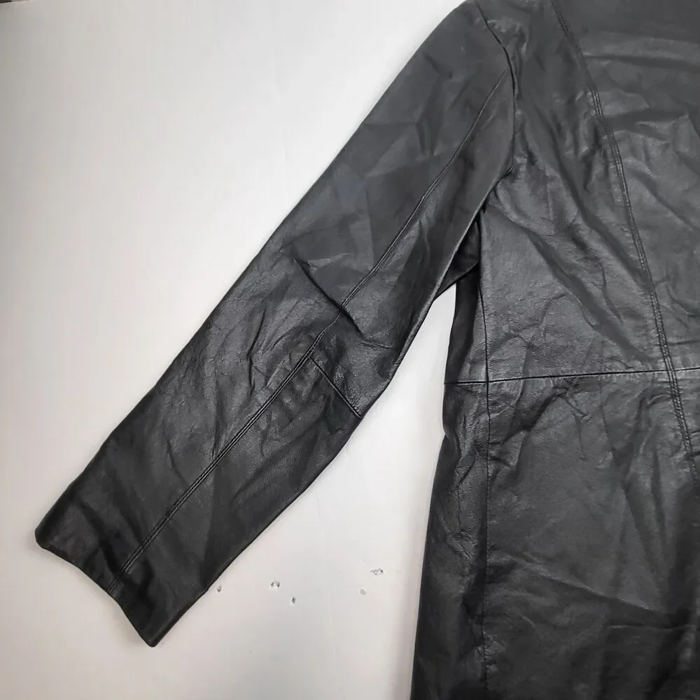Dialogue Womens 100% Leather Jacket Blazer Button Coat Size XL